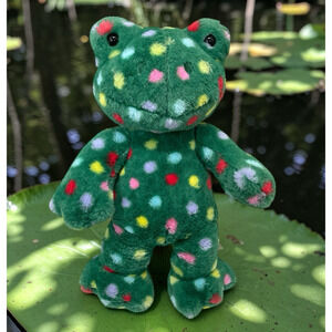 Build A Bear Jolly Jumps Frog Plush Green Polka Dot Toad Stuffed Animal BAB 16"
